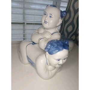 Ming Dynasty Style Porcelain RARE Early Chinese Opium Pillow Headrest Boy & Girl